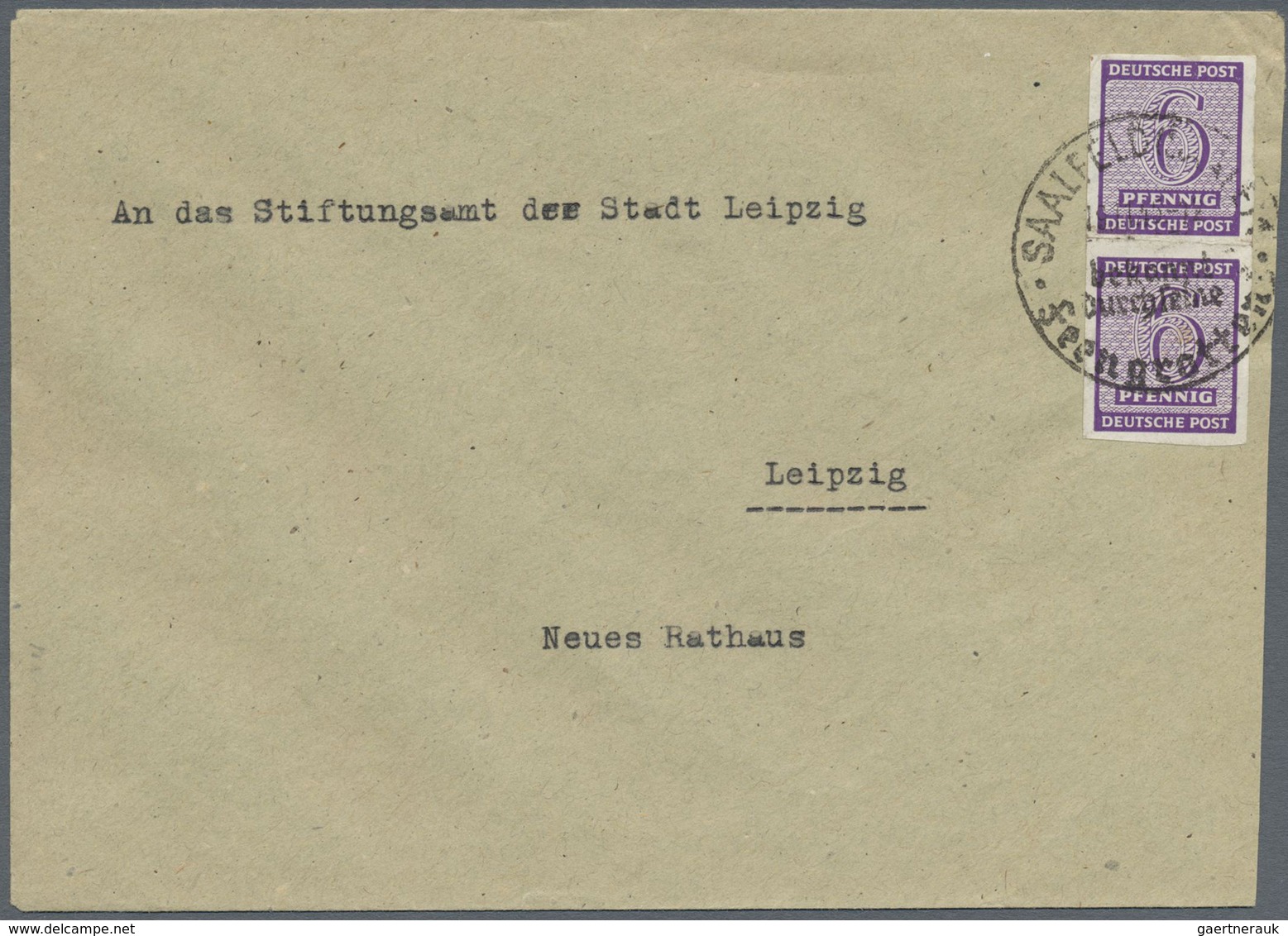 Br Sowjetische Zone - West-Sachsen: 1945, 6 Pf Dkl'rotviolett, Portogerechte EF Auf Postkarte Von Leipz - Altri & Non Classificati