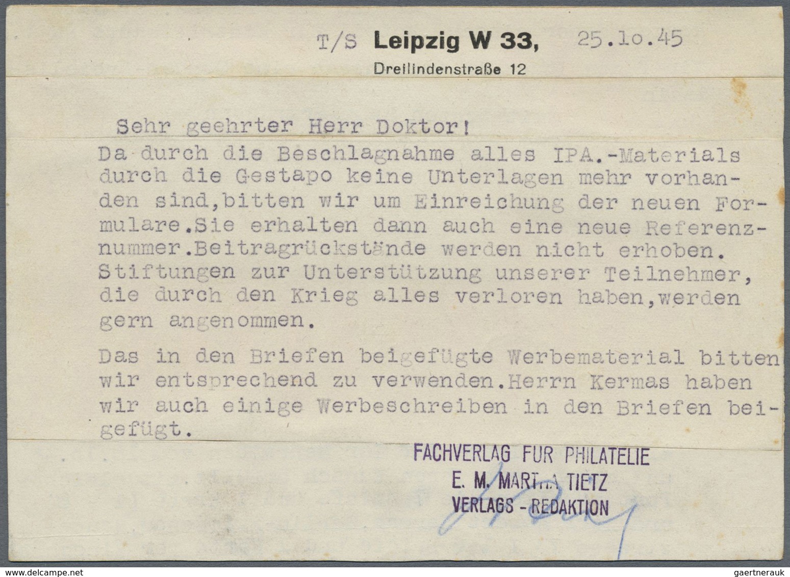 Br Sowjetische Zone - West-Sachsen: 1945, 6 Pf Grauviolett, 6er-Block Als Portogerechte MeF Auf Einschr - Altri & Non Classificati