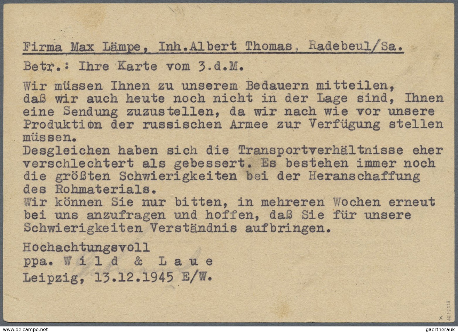 Br Sowjetische Zone - West-Sachsen: 1945, 6 Pf Grauviolett, Amtliche Versuchszähnung L 10 3/4, Portoger - Sonstige & Ohne Zuordnung