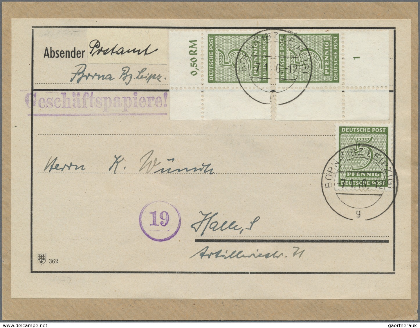 Br Sowjetische Zone - West-Sachsen: 1945, 5 Pf Schwärzlicholivgrün, 3 Stück, Davon Eine Marke Mit Platt - Altri & Non Classificati