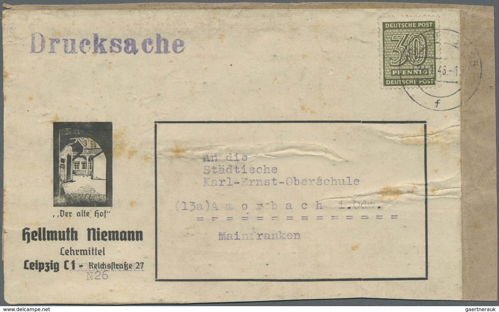 Br Sowjetische Zone - West-Sachsen: 1945, 30 Pf Bräunlicholiv, Portogerechte EF Auf Adressteil Einer Fi - Sonstige & Ohne Zuordnung