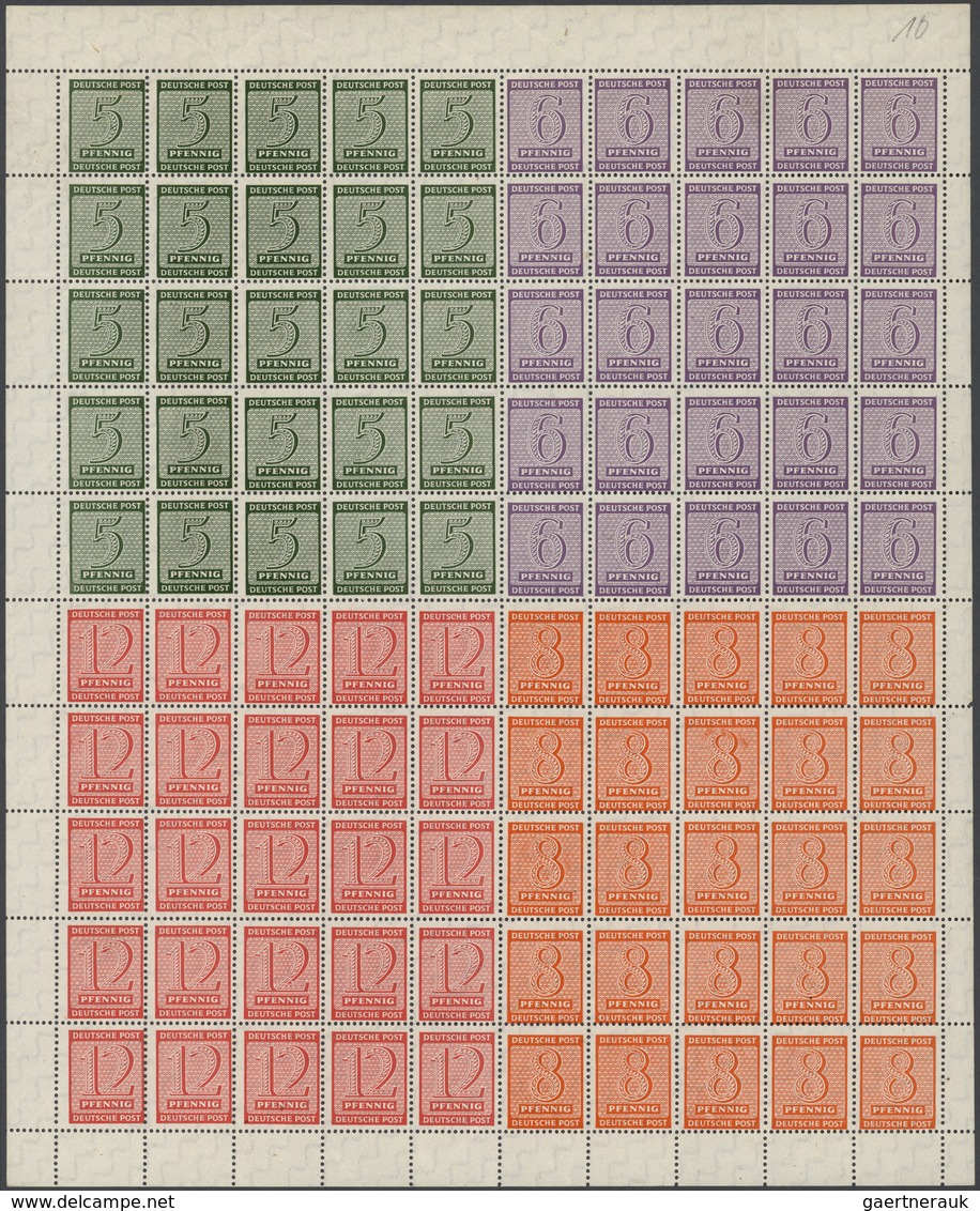 ** Sowjetische Zone - West-Sachsen: 1945, Freimarken Ziffern, Beide Großbögen, Tadellos Psotfrisch Und - Autres & Non Classés