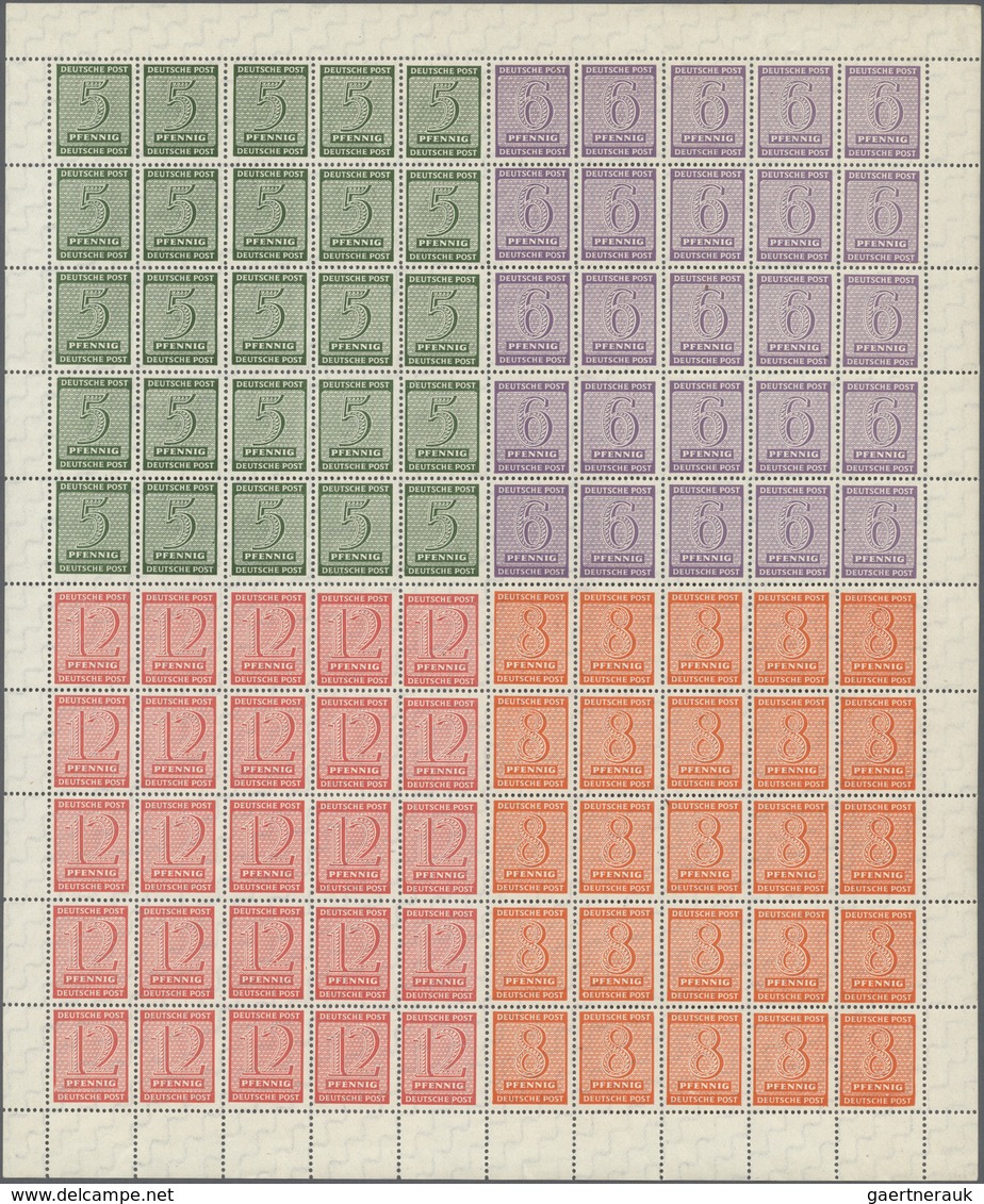 ** Sowjetische Zone - West-Sachsen: 1945, Ziffernzeichnung In Zwei Grossbogen Postfrisch, Teils Kleine - Sonstige & Ohne Zuordnung