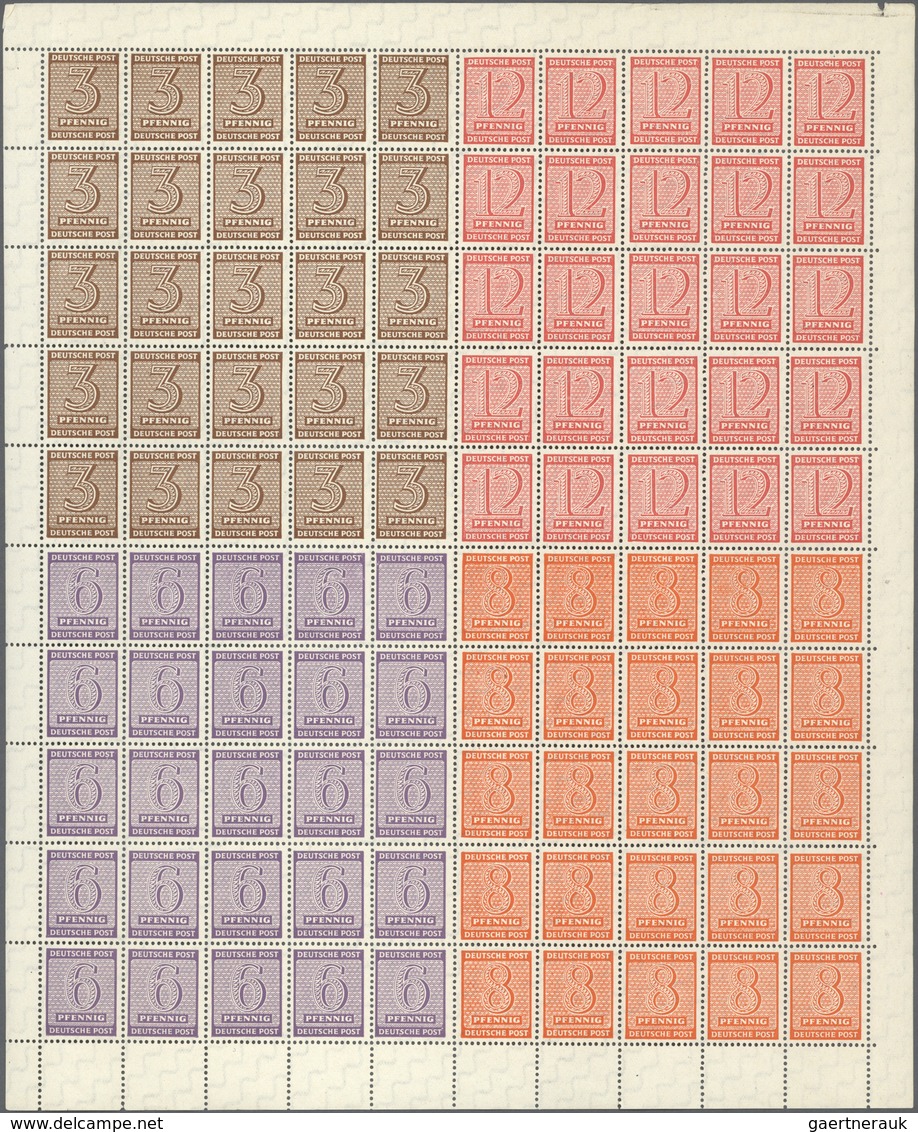 ** Sowjetische Zone - West-Sachsen: 1945, Ziffernzeichnung In Zwei Grossbogen Postfrisch, Teils Kleine - Autres & Non Classés