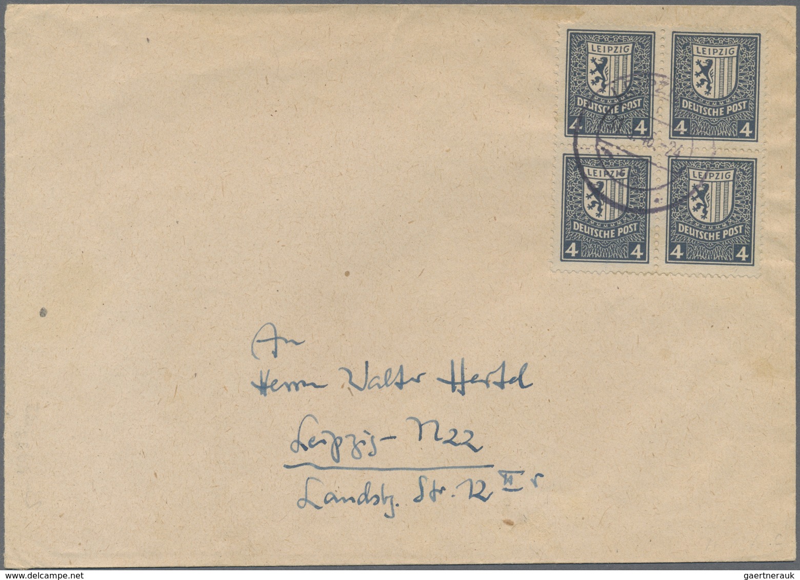 Br Sowjetische Zone - West-Sachsen: 1946, 4 Pf Schwärzlichgraublau, Waager. 3er-Streifen Auf Postkarte - Autres & Non Classés