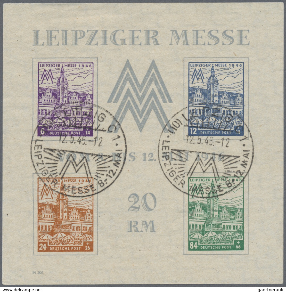 O Sowjetische Zone - West-Sachsen: 1948, Leipziger-Messe-Block Mit Beiden Wasserzeichen, Saubere Messe - Autres & Non Classés