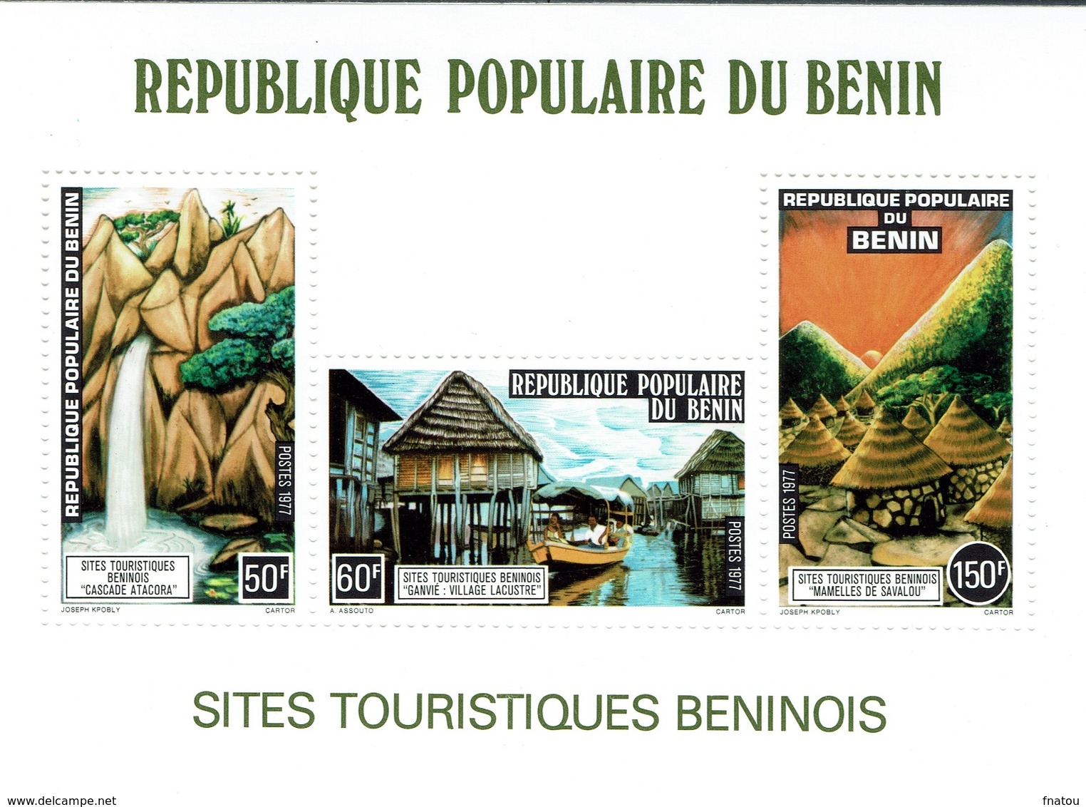 Benin, Landscapes, 1977, MNH VF  Souvenir Sheet Of 3 - Benin - Dahomey (1960-...)
