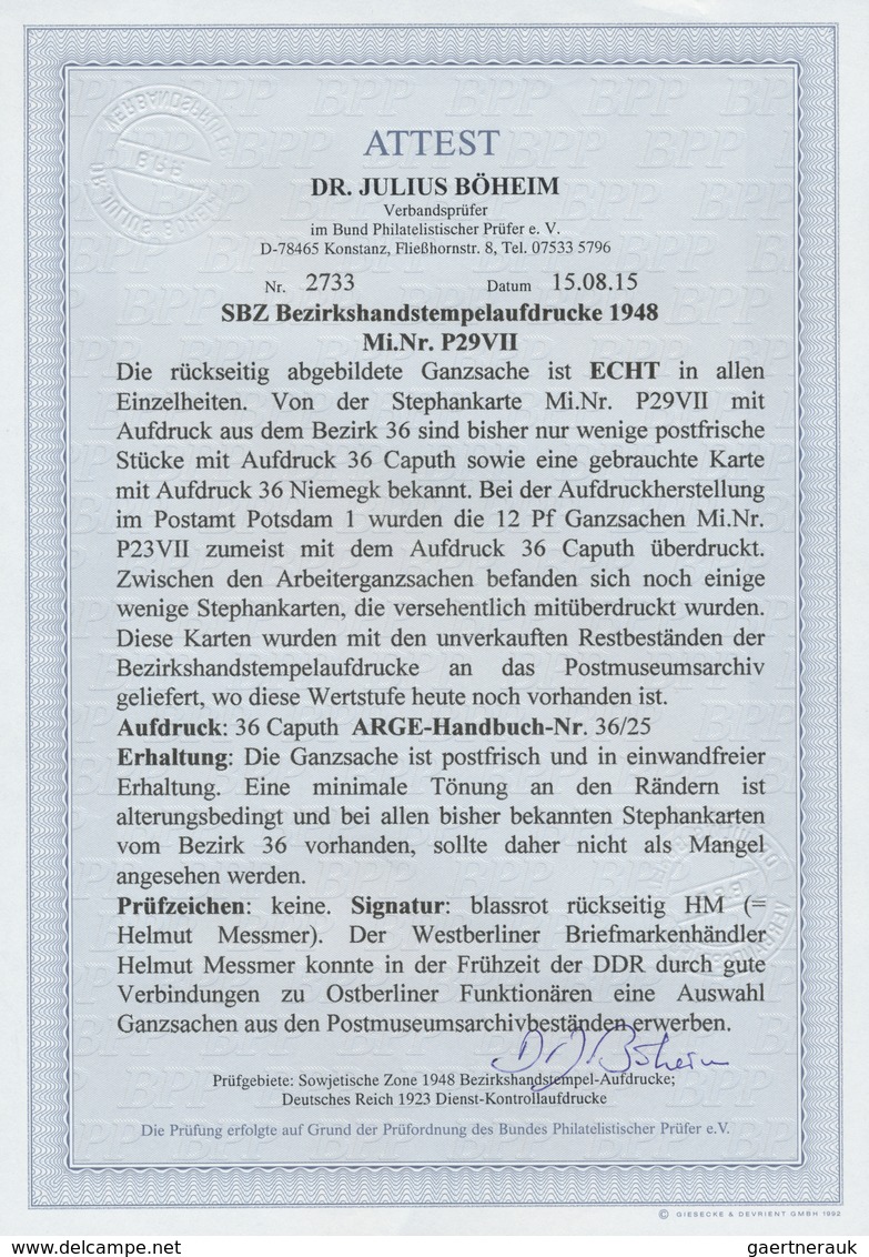 GA Sowjetische Zone - Bezirkshandstempel - VII - Bez. 36 (Potsdam): CAPUTH 36, 1948, 12 Pf Stephankarte - Altri & Non Classificati