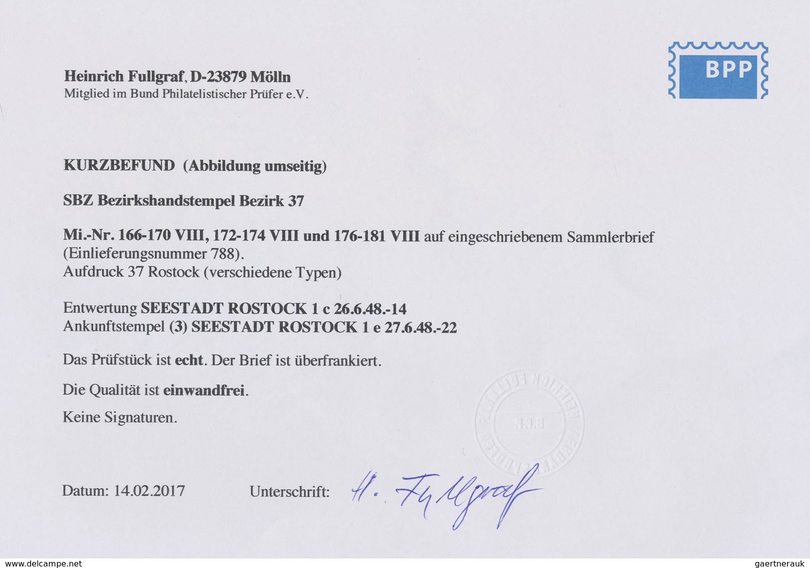 Br Sowjetische Zone - Bezirkshandstempel - VIII - Bez. 37 (Schwerin): 1948, Freimarke 15 Pf U.a. Auf Po - Sonstige & Ohne Zuordnung