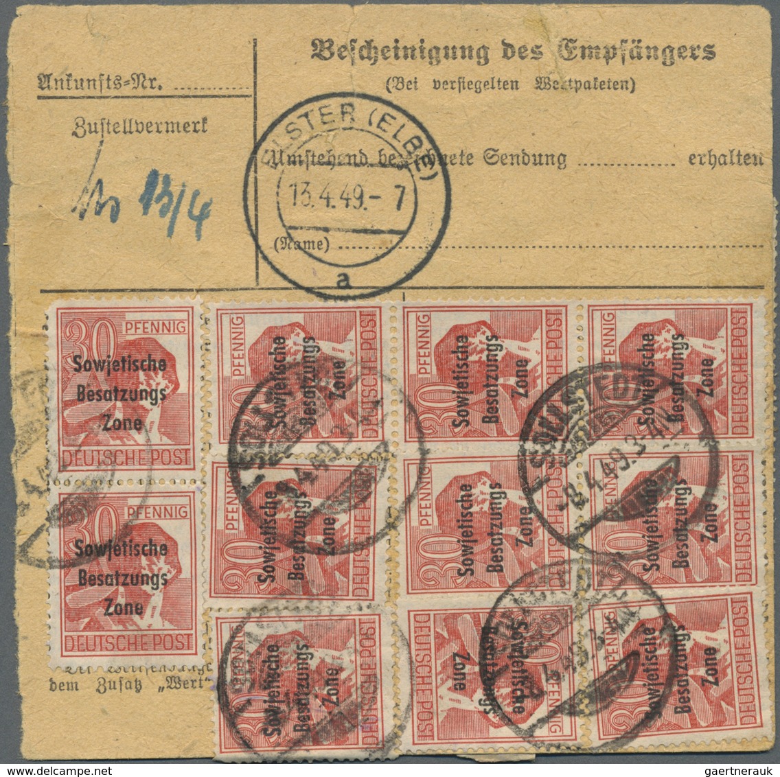 Br Sowjetische Zone - Allgemeine Ausgaben: 1948, 30 Pf Arbeiter Maschinenaufdruck, 3 Versch. Paketkarte - Altri & Non Classificati