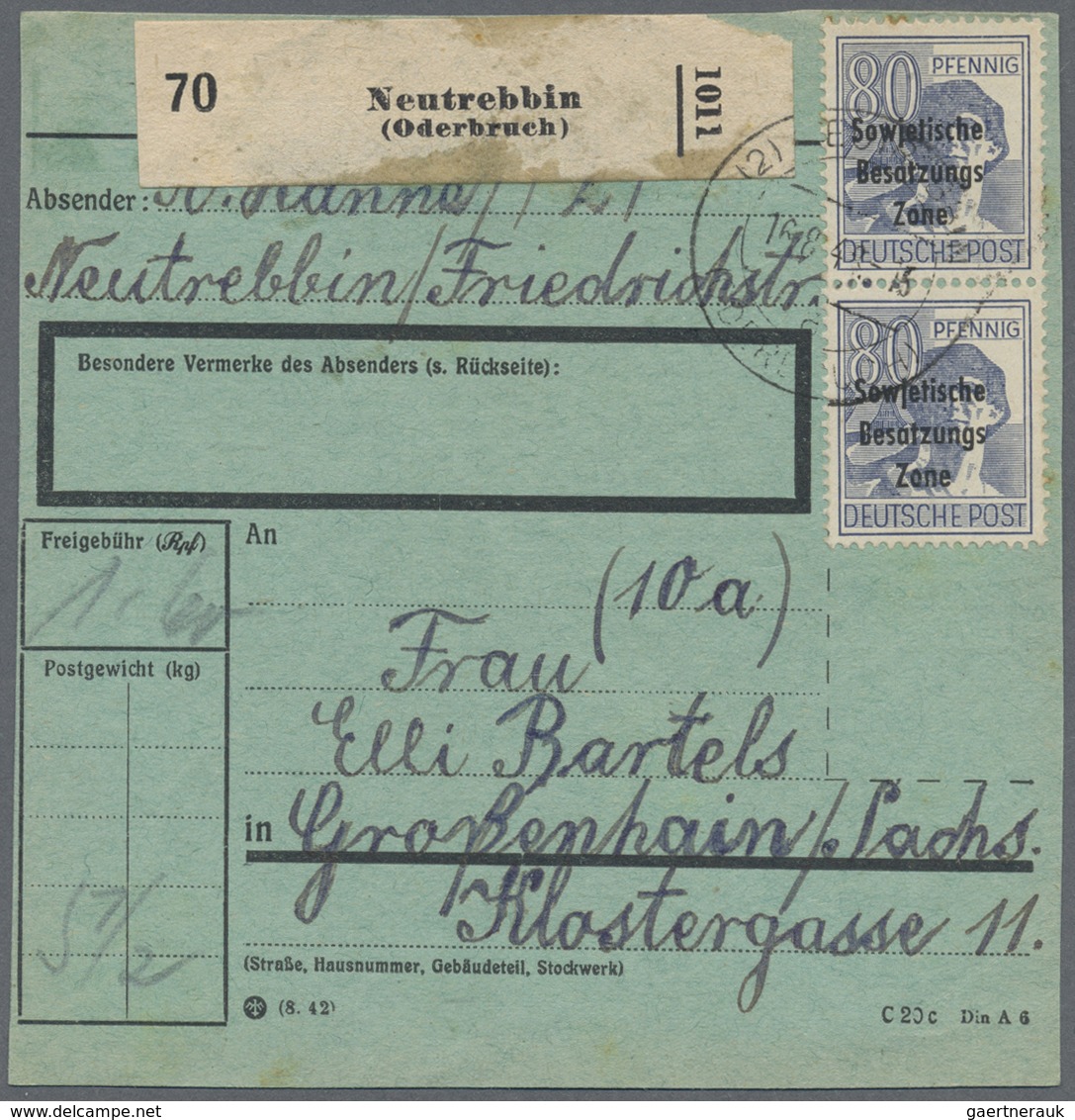 Br Sowjetische Zone - Allgemeine Ausgaben: 1948, 80 Pf Arbeiter Maschinenaufdruck, Drei Versch. Paketka - Sonstige & Ohne Zuordnung