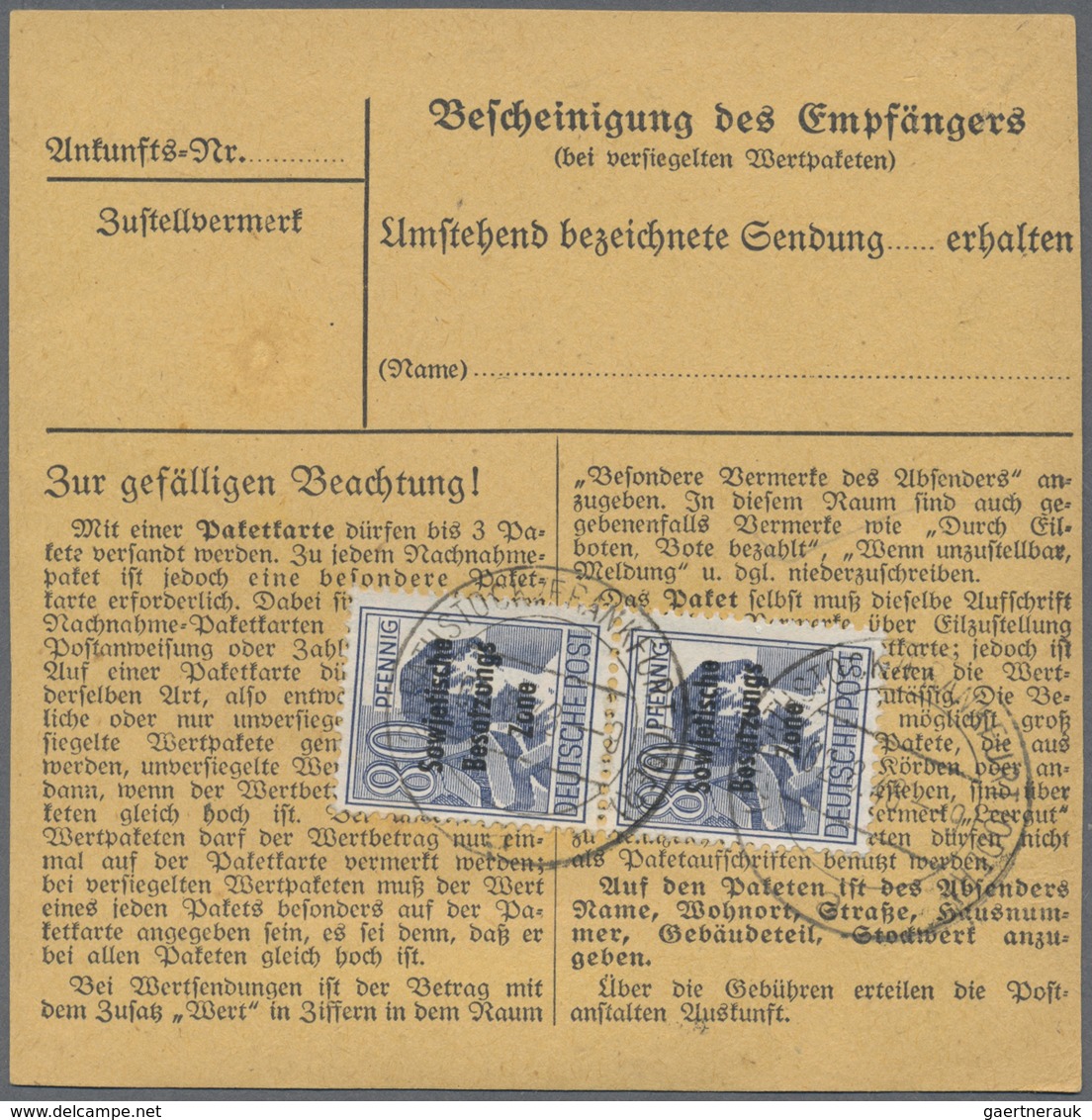 Br Sowjetische Zone - Allgemeine Ausgaben: 1948, 80 Pf Arbeiter Maschinenaufdruck, Drei Versch. Paketka - Sonstige & Ohne Zuordnung