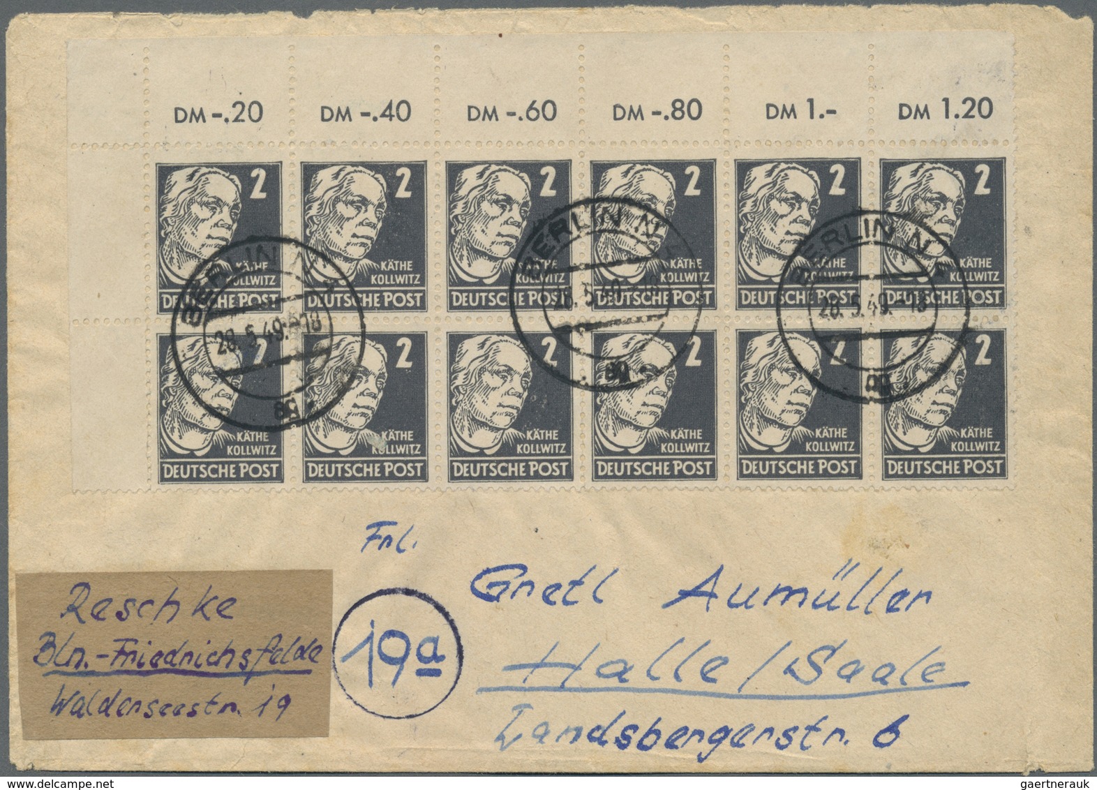 Br Sowjetische Zone - Allgemeine Ausgaben: 1948, 2 Pf Köpfe, 12er-Block Von Der Linken Oberen Bogenecke - Altri & Non Classificati
