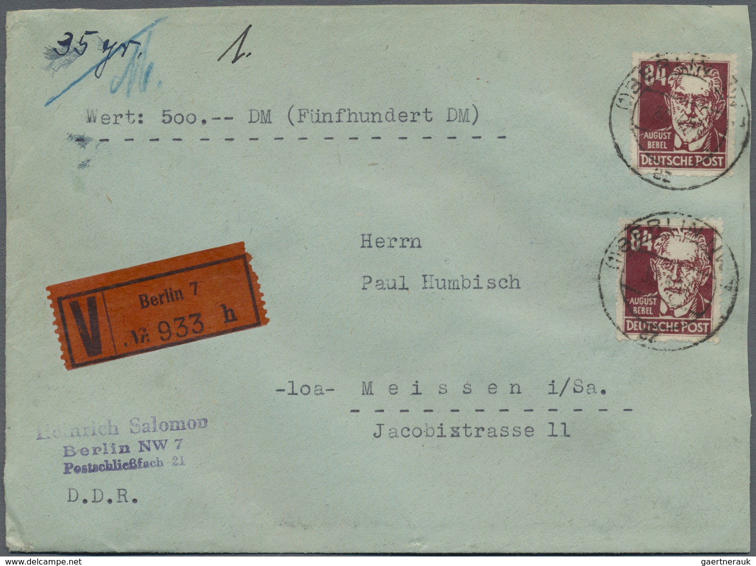 Br Sowjetische Zone - Allgemeine Ausgaben: 1948, 2 X 84 Pf Karminbraun Köpfe, Beide Marken In Sog. "Näh - Sonstige & Ohne Zuordnung