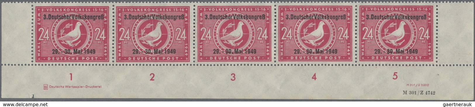 ** Sowjetische Zone - Allgemeine Ausgaben: 1949, 24 Pfg. Volkskongress Im Waagerechten 5-er-Streifen Vo - Sonstige & Ohne Zuordnung