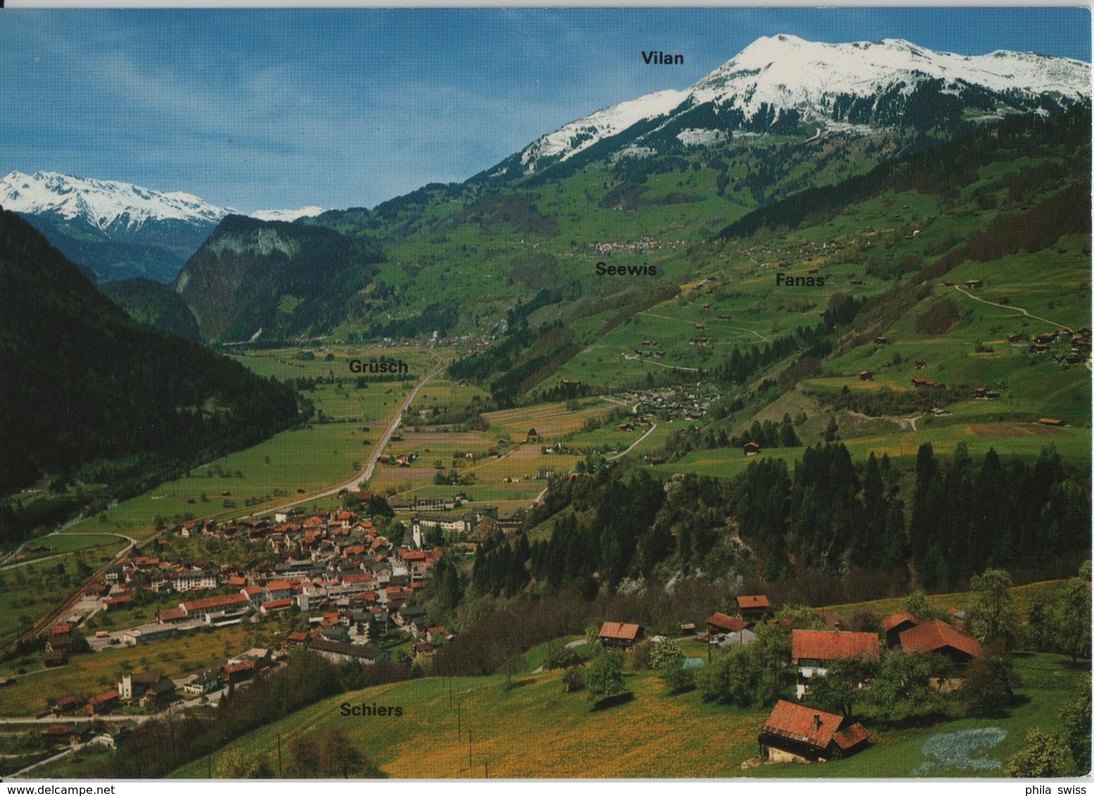 Schiers (Prättigau) Gegen Grüsch, Seewis, Fanas, Graue Hörner Und Vilan. Vorn Fajauna - Photo: Furter - Fanas