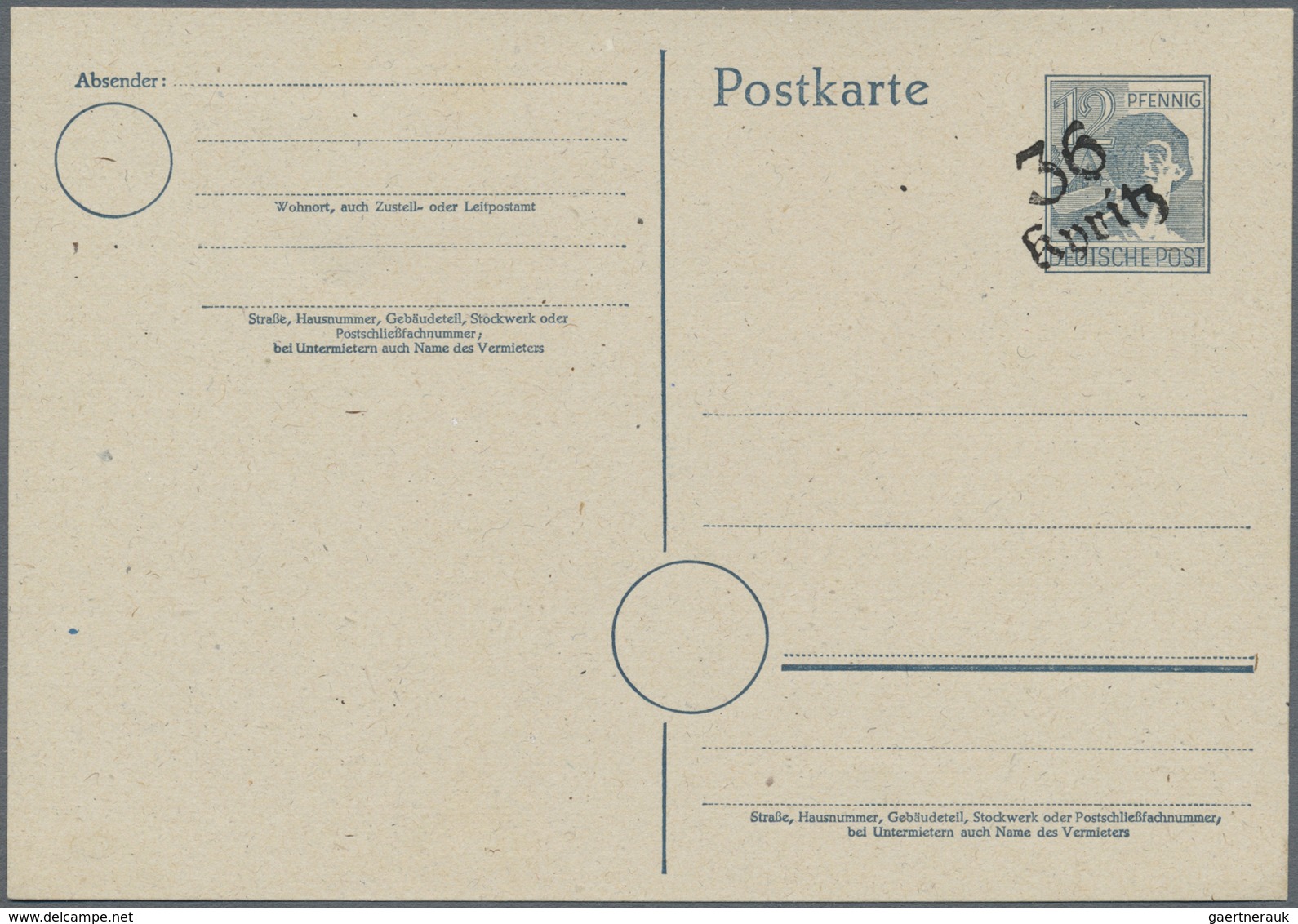 GA Sowjetische Zone - Ganzsachen: 1948, 12 Pfg. Und 30 Pfg. Arbeiter Ganzsachenkarten Je Mit Handstempe - Autres & Non Classés