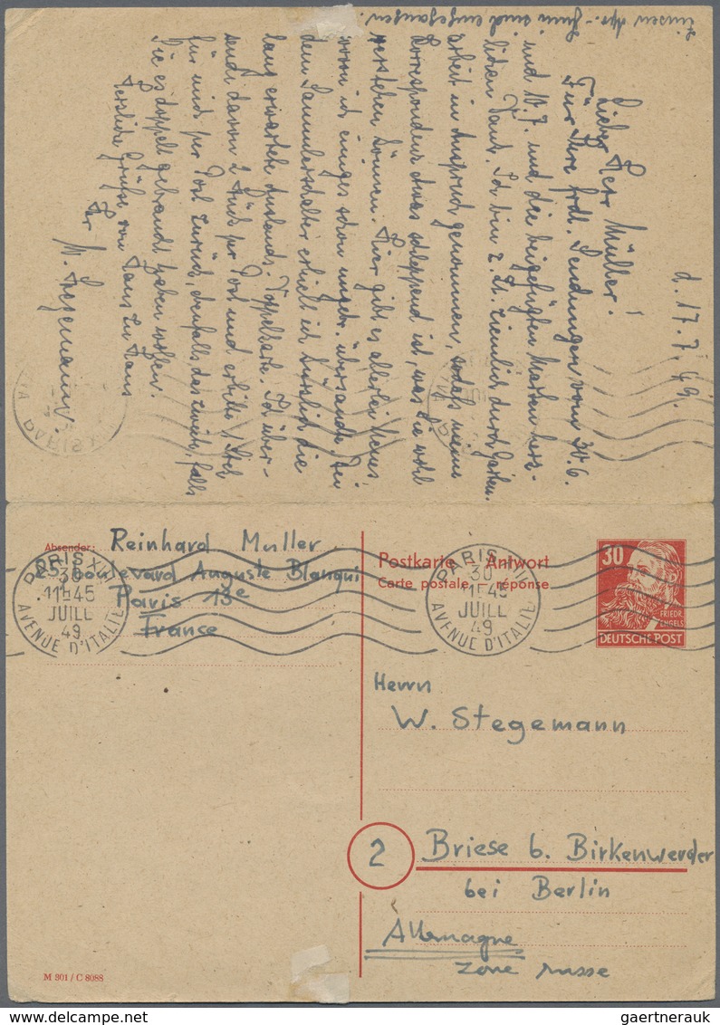 GA Sowjetische Zone - Ganzsachen: 1949. Doppelkarte 30+30 Pf Engels, Beide Teile Zusammenhängend Und Be - Sonstige & Ohne Zuordnung