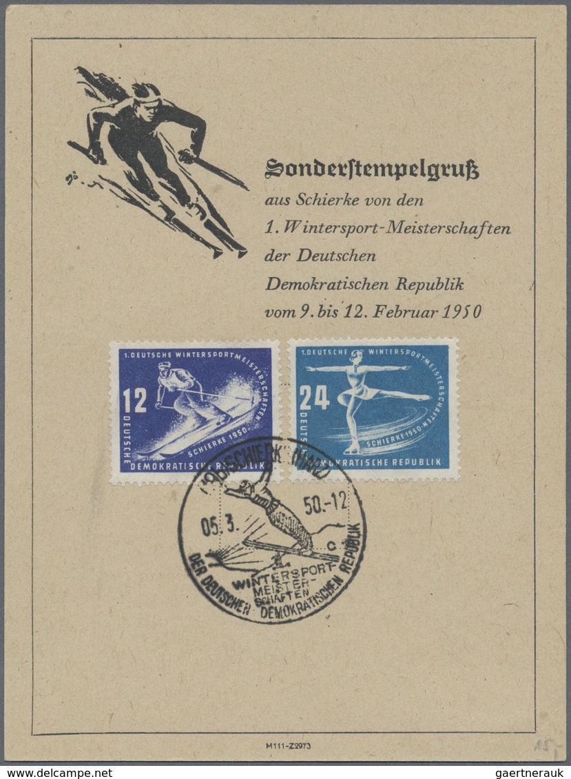 Br DDR: 1950, Erste Wintersportmeisterschaften Der DDR, Sondermarken Zu 12 Und 24 Pf Auf Einer Sonderst - Autres & Non Classés