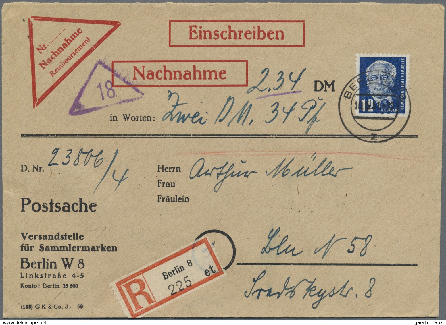 Br DDR: 1950, 12 Pf Pieck, 11 Stück Incl. 10er-Block Von Der Li. Oberen Bogenecke, Als Portogerechte Ma - Autres & Non Classés