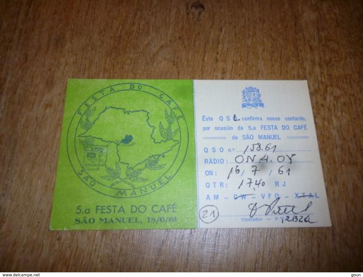 BC10-2-0-2 Carte Radio Amateur  Brésil Sao Paulo Sao Manuel Brasil Festa Do Café - Other & Unclassified