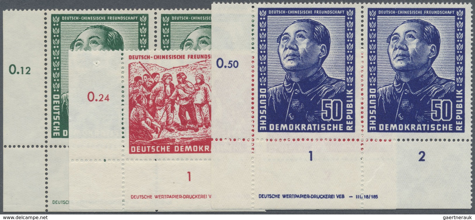 **/ DDR: 1951, Deutsch-Chinesische Freundschaft 12 Pf., 24 Pf. Und 50 Pf., Je Als Postfrisches Paar Aus - Autres & Non Classés