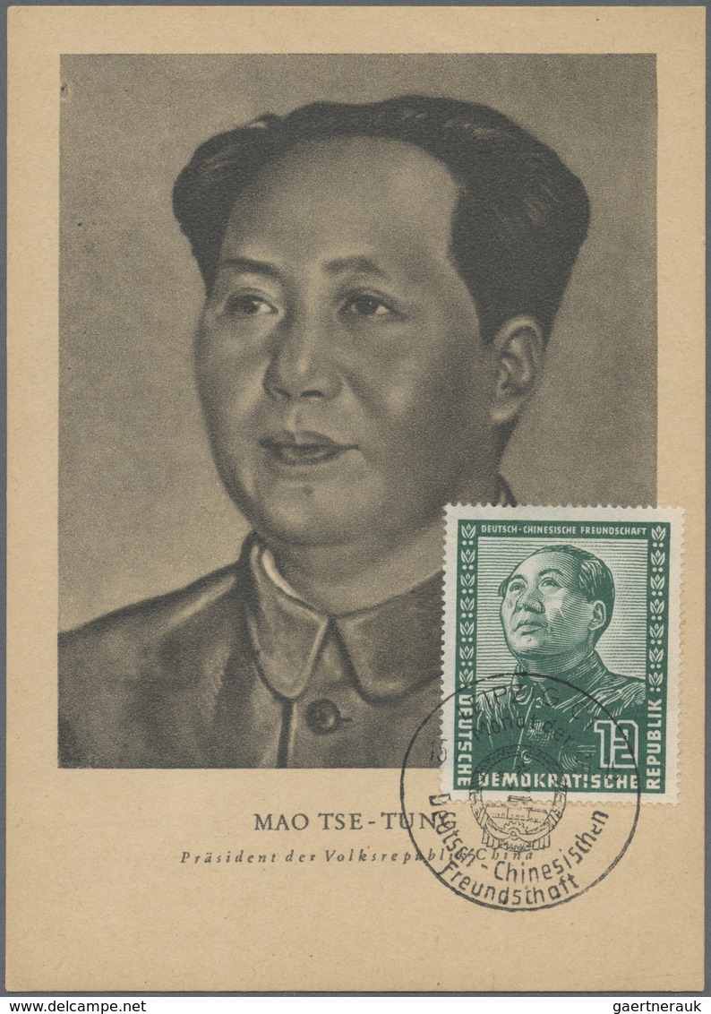 MK DDR: 1951: 12 Pfg. Deutsch-Chinesische Freundschaft Auf Karte Mit Abbildung Mao Tse Tungs. Sonderste - Autres & Non Classés