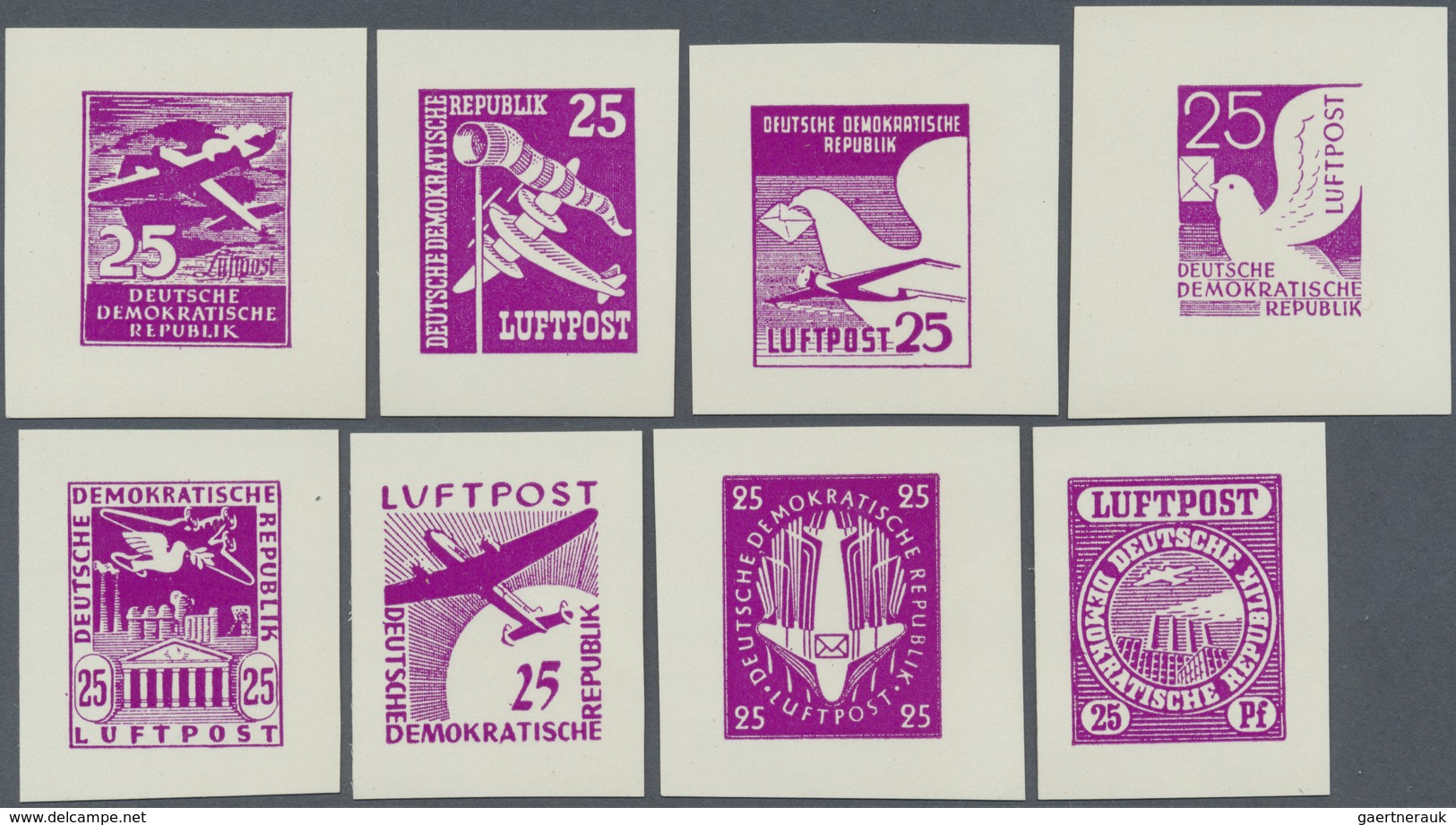 ** DDR: 1952. Set Von 12 Versch. ESSAYS In Lila-violett Für Nicht-verausgabte Luftpost-Markenserie. Pos - Sonstige & Ohne Zuordnung