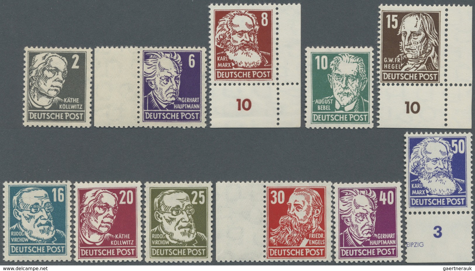 ** DDR: 1952-1953, Freimarken: Köpfe II, Komplett Inklusive 80 Pf Lack, Dabei 327 Za XII, 328 Va XI,  3 - Autres & Non Classés