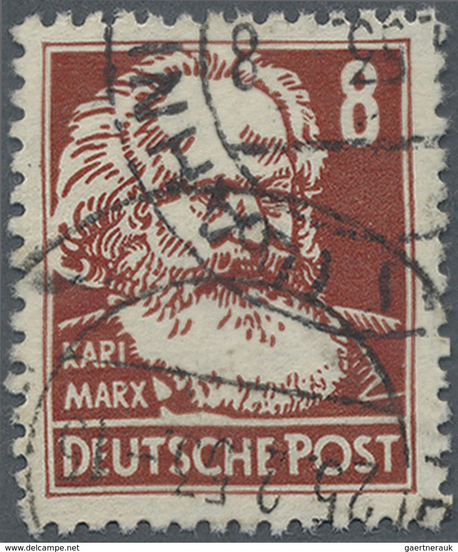 O DDR: 1952, 8 Pfg. Karl Marx, Auf Gewöhnlichem Papier Mit Stehendem Wasserzeichen, Abgestempelt Mit T - Altri & Non Classificati