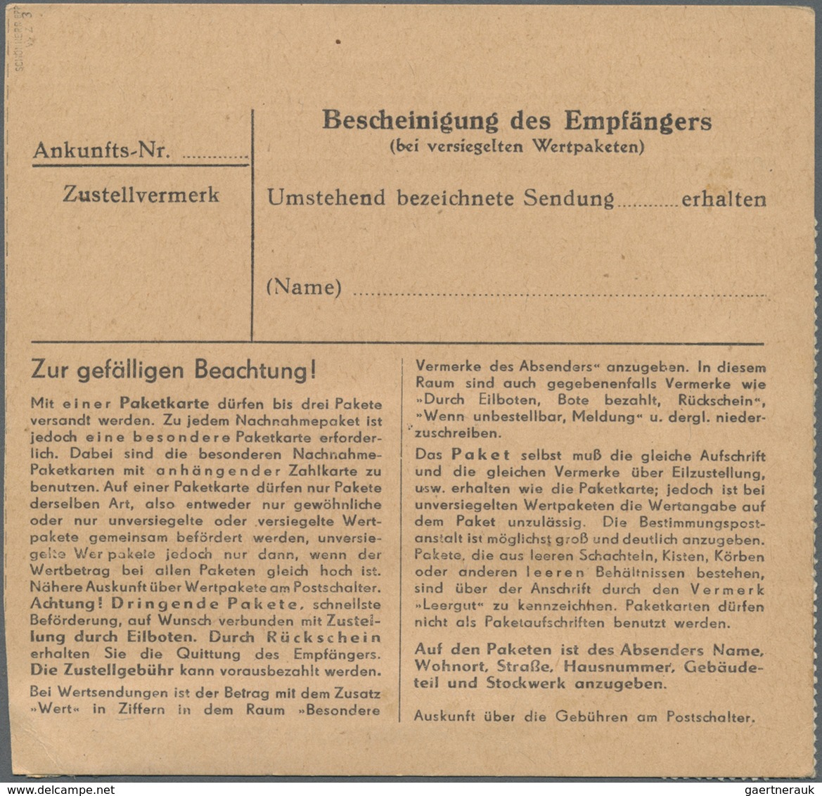 Br DDR: 1952, 16 Pf Blaugrün Köpfe, 5 Stück Als Portogerechte MeF Auf Paketkarte Von Kleinau über Oster - Sonstige & Ohne Zuordnung