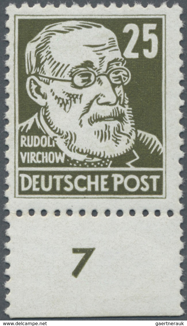 ** DDR: 1953, 25 Pfg. Persönlichkeiten "Rudolf Virchow", Postfrisch Mit Bogenunterrand Und Reihenzähler - Autres & Non Classés