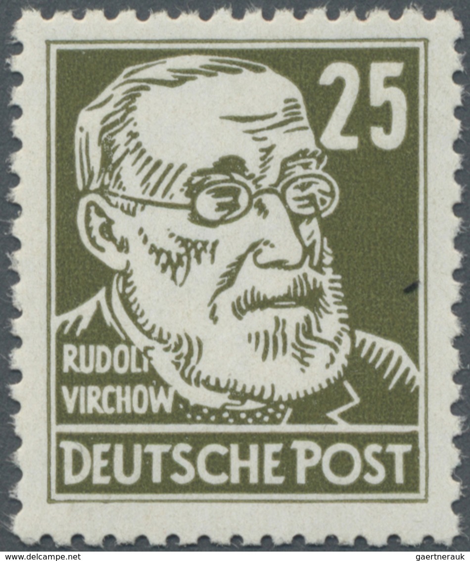 ** DDR: 1953, 25 Pfg. Köpfe II Mit WZ X I, Tadellos Postfrisch Mit Dem Plattenfehler "Punkt Unter Den L - Autres & Non Classés