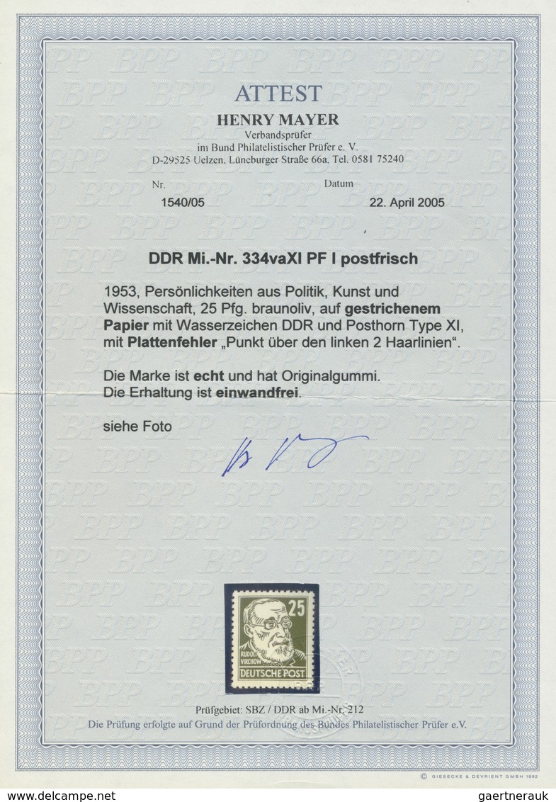 ** DDR: 1953, 25 Pfg. Köpfe II Mit WZ X I, Tadellos Postfrisch Mit Dem Plattenfehler "Punkt Unter Den L - Autres & Non Classés