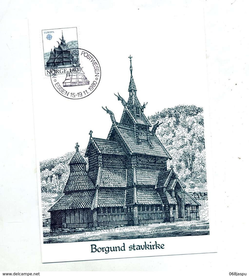 Carte Maximum 1980 Eglise Borgund - Maximumkaarten