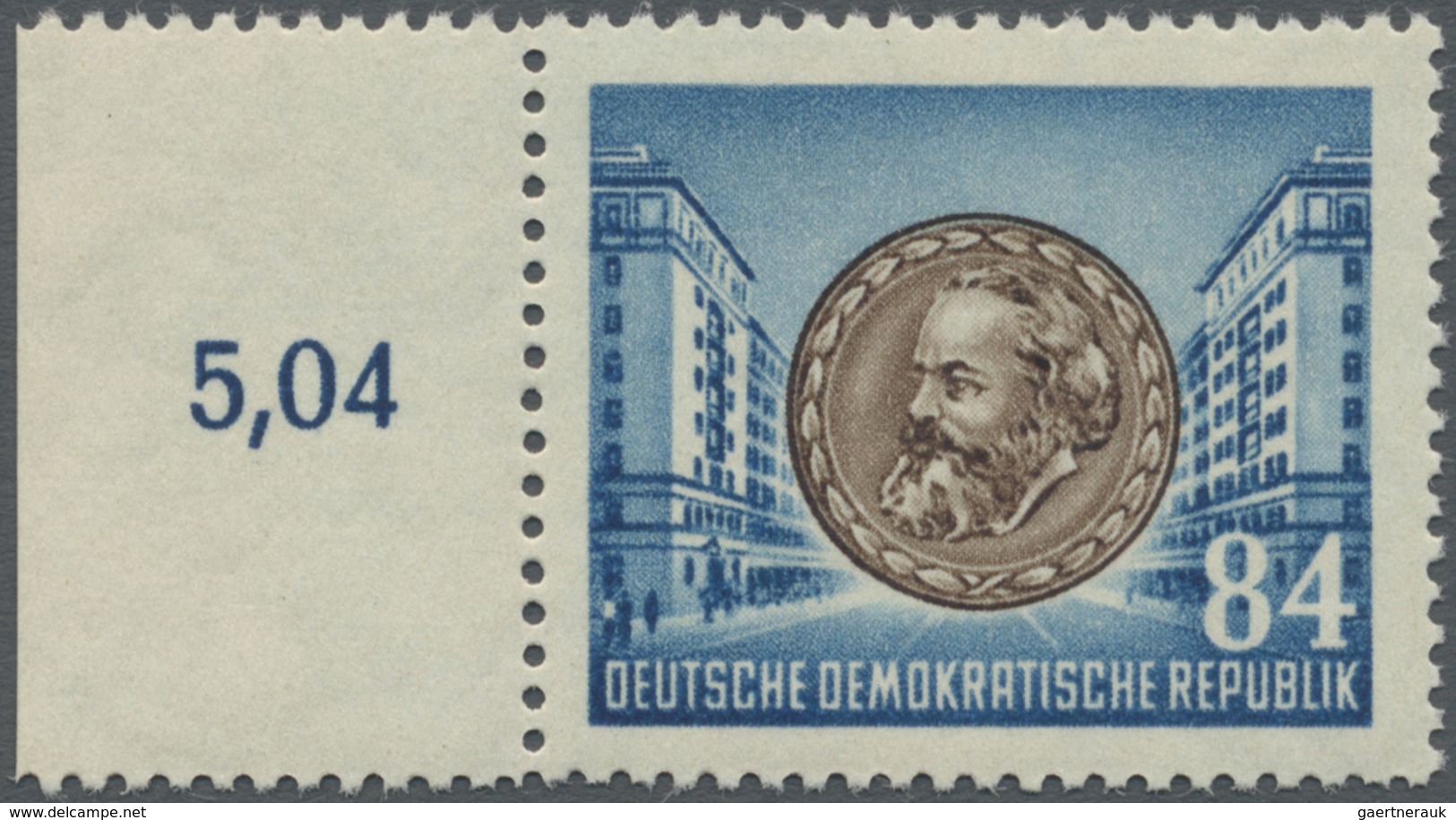 ** DDR: 1953, 84 Pf. Marx Mit Druck Irrtümlich Auf Der Ungestrichenen, Für Die Gummierung Vorgesehenen - Sonstige & Ohne Zuordnung