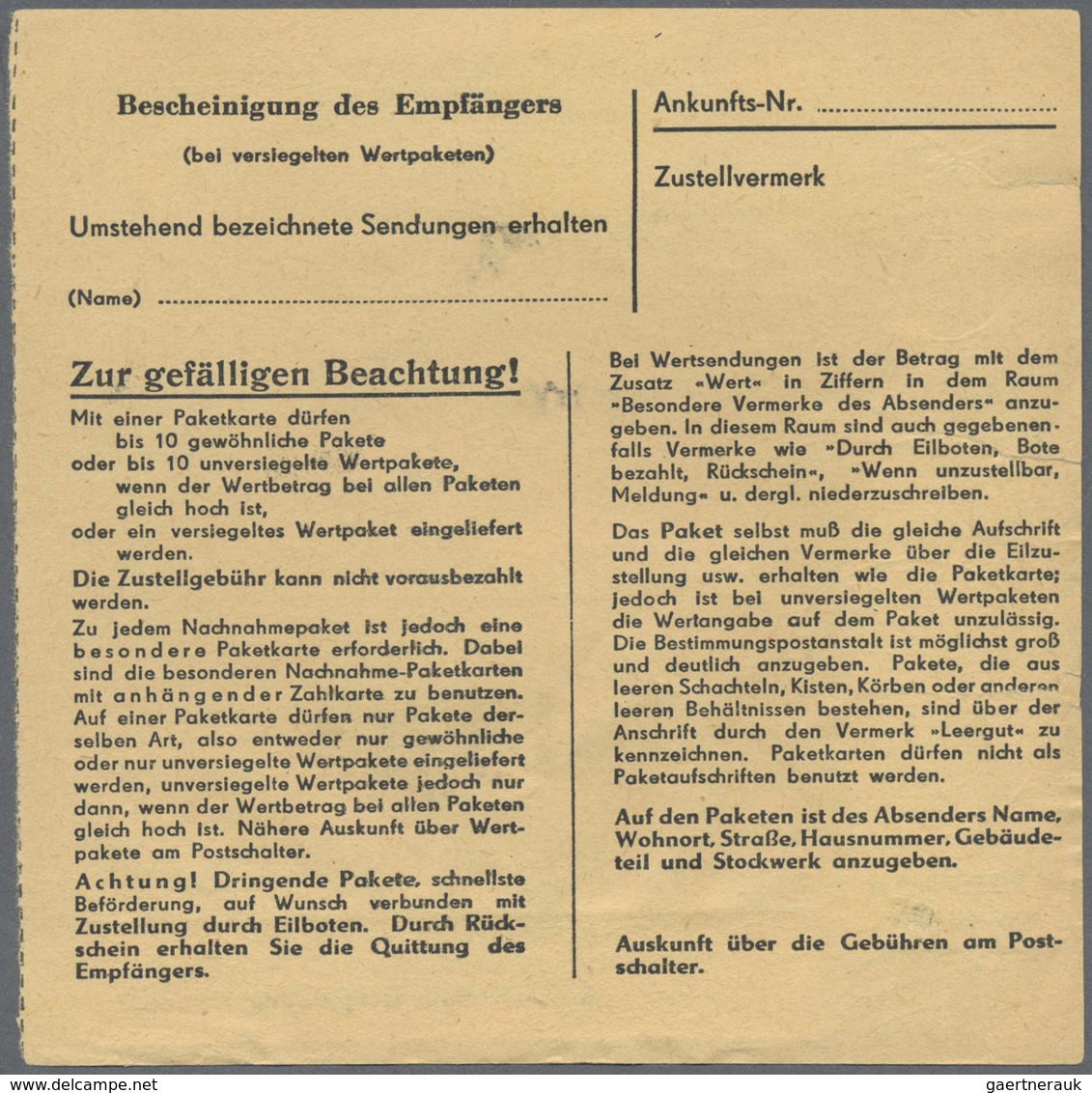 Br DDR: 1953, 80 Pf Dkl'türkisblau Fünfjahrplan, Partie Mit 3 Versch. Paketkarten, Dabei Einzelfrankatu - Altri & Non Classificati