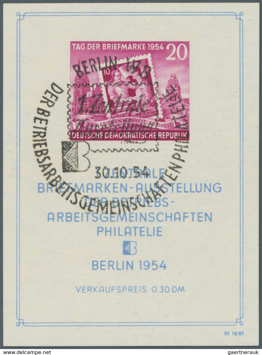 O DDR: 1954, Blockausgabe Zur Briefmarken-Ausstellung Mit Entsprechendem Sonderstempel Und Wasserzeich - Altri & Non Classificati