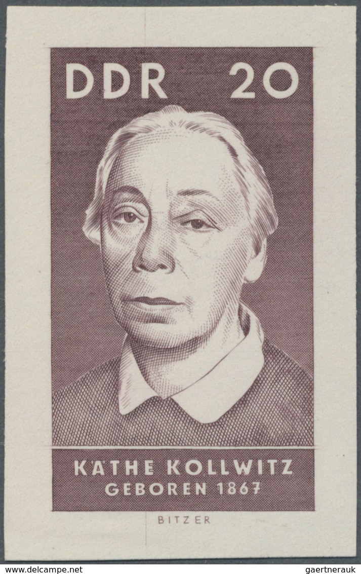 ** DDR: 1967, 20 Pfg. Käthe Kollwitz, Breitrandig Geschnittener Probedruck In Lilabraun Auf Gummiertem - Sonstige & Ohne Zuordnung