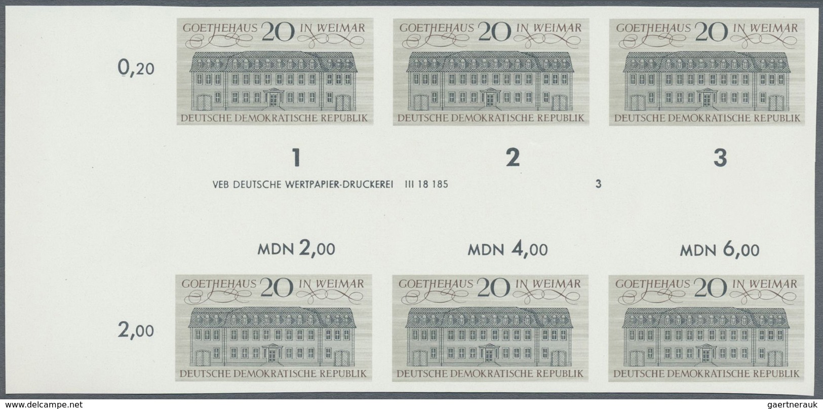 ** DDR: 1967, Stätten Des Klassischen Deutschen Humanismus 20 Pf. 'Goethehaus In Weimar' In 3 Verschied - Altri & Non Classificati