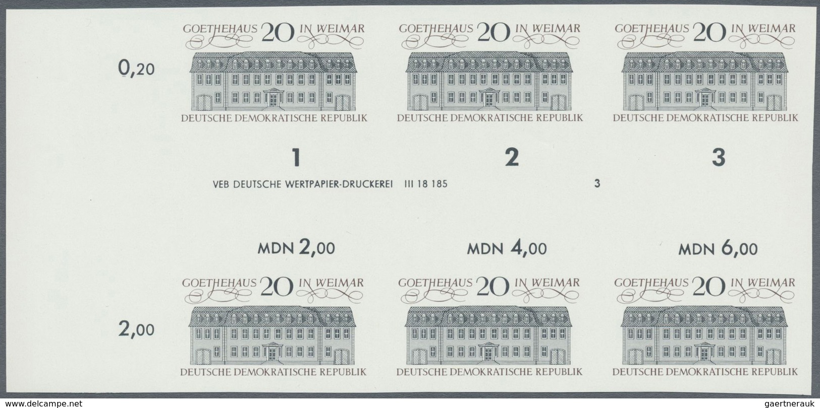 ** DDR: 1967, Stätten Des Klassischen Deutschen Humanismus 20 Pf. 'Goethehaus In Weimar' In 3 Verschied - Altri & Non Classificati