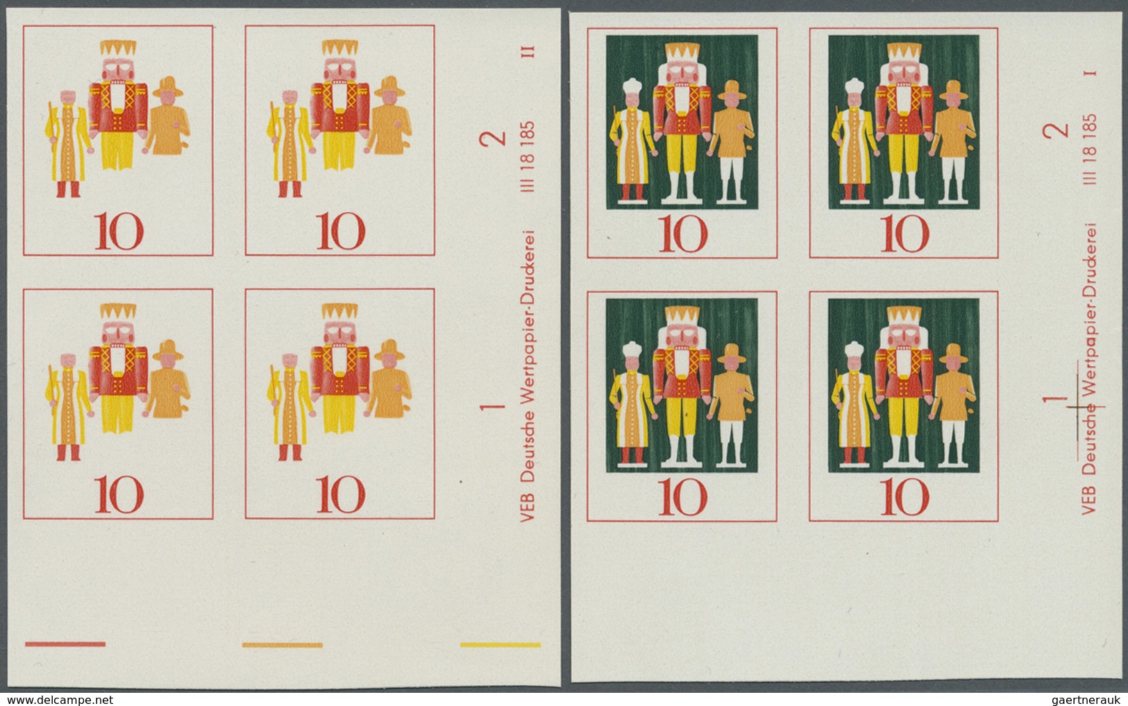 ** DDR: 1967, Volkskunst Aus Dem Erzgebirge 10 Pf. 'Nussknacker Und 2 Räuchermännchen' In 5  Verschiede - Autres & Non Classés