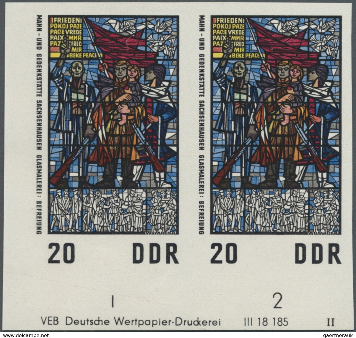 ** DDR: 1968, Nationale Mahn- Und Gedenkstätte Sachsenhausen 20 Pf. Glasfenster 'Befreiung' In 5 Versch - Sonstige & Ohne Zuordnung