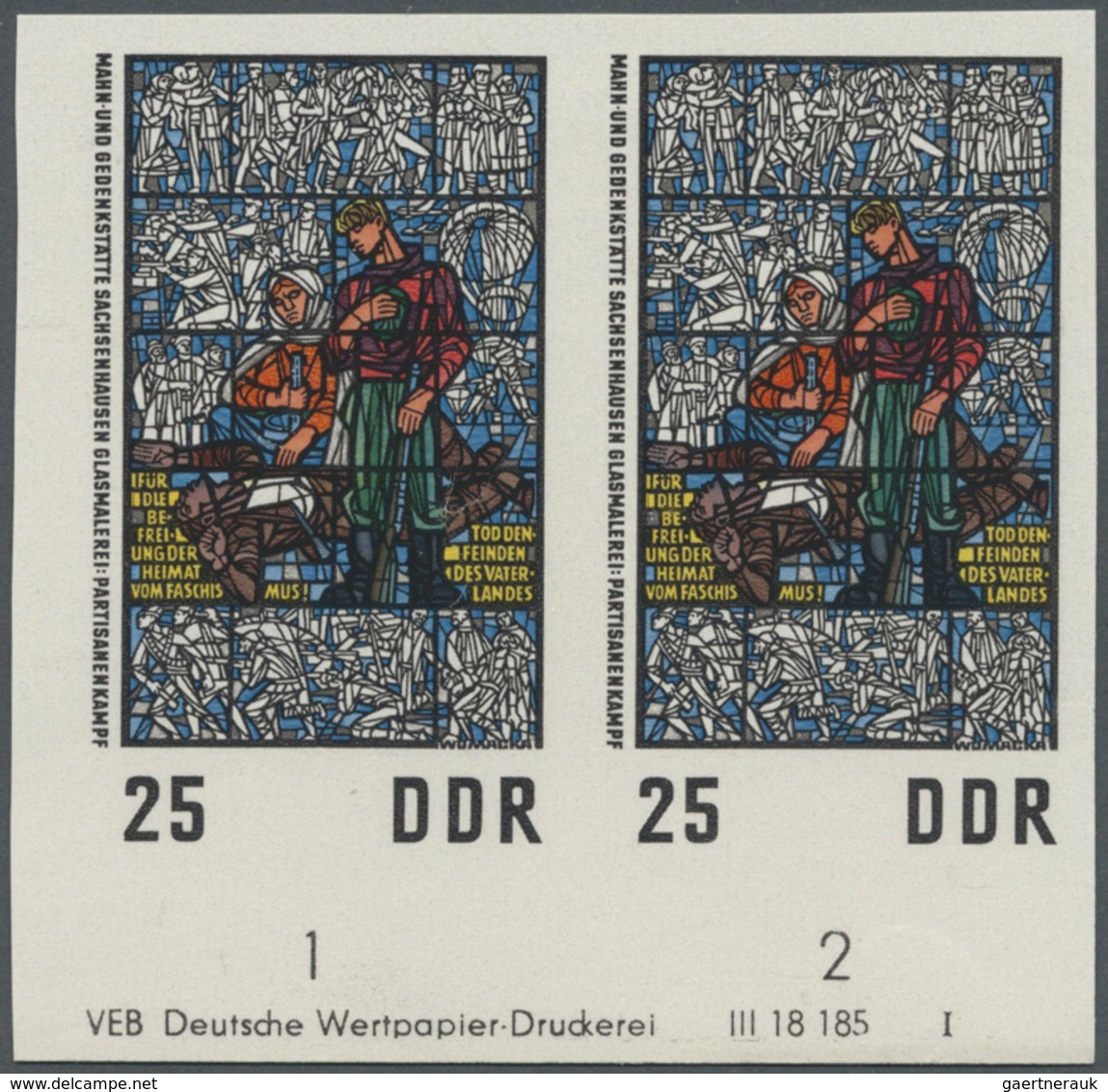 ** DDR: 1968, Nationale Mahn- Und Gedenkstätte Sachsenhausen 25 Pf. Glasfenster 'Partisanenkampf' In 5 - Autres & Non Classés