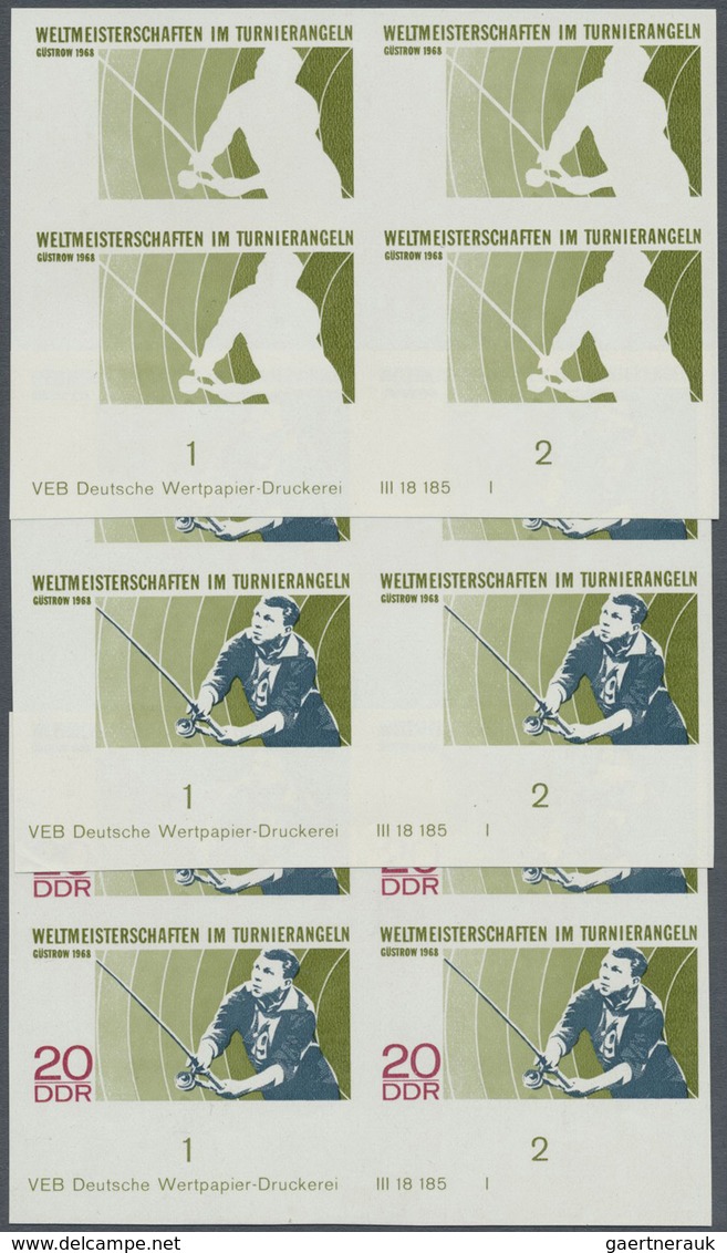 ** DDR: 1968, Weltmeisterschaften Im Turnierangeln In Güstrow 20 Pf. 'Angler' In 3 Verschiedenen Ungezä - Autres & Non Classés