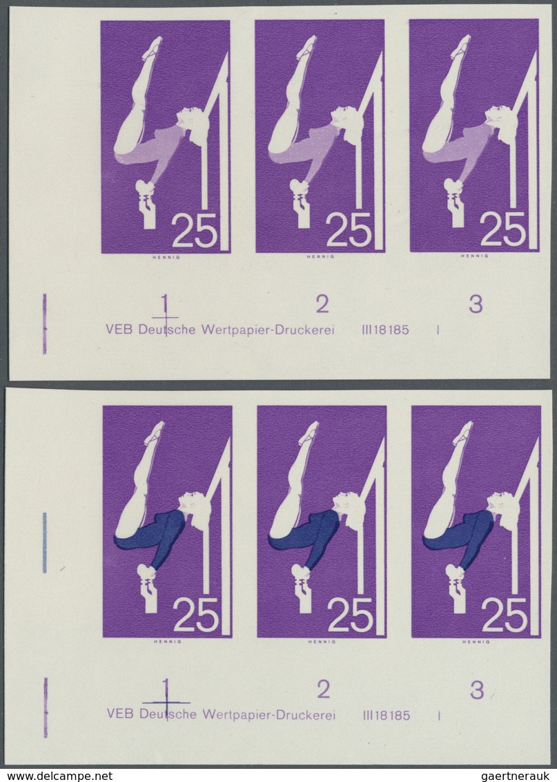 ** DDR: 1968, Olympische Sommerspiele Mexico 25 Pf. 'Kunstturnen Am Stufenbarren' In 5 Verschiedenen Un - Autres & Non Classés
