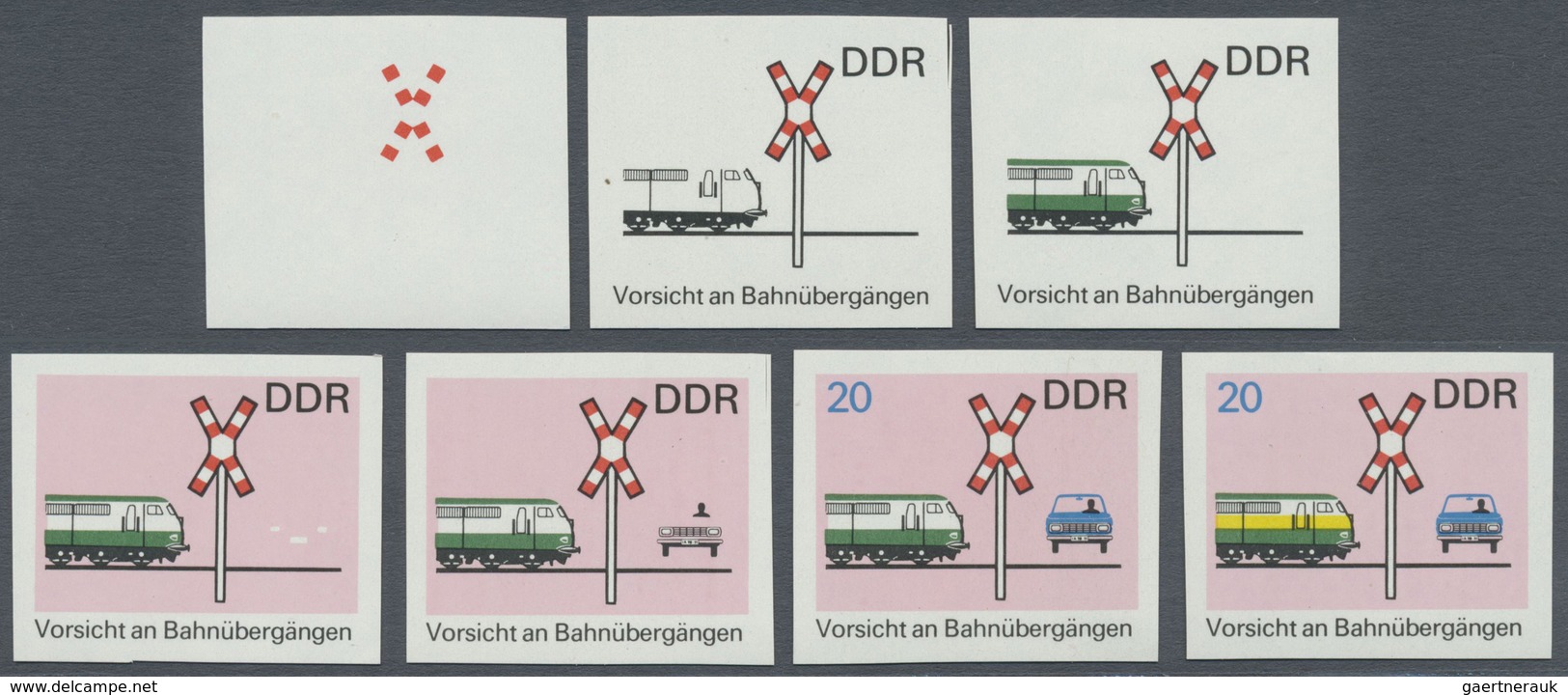 ** DDR: 1969, Sicherheit Im Straßenverkehr 20 Pf. 'Vorsicht An Bahnübergängen' In 7 Verschiedenen Ungez - Altri & Non Classificati