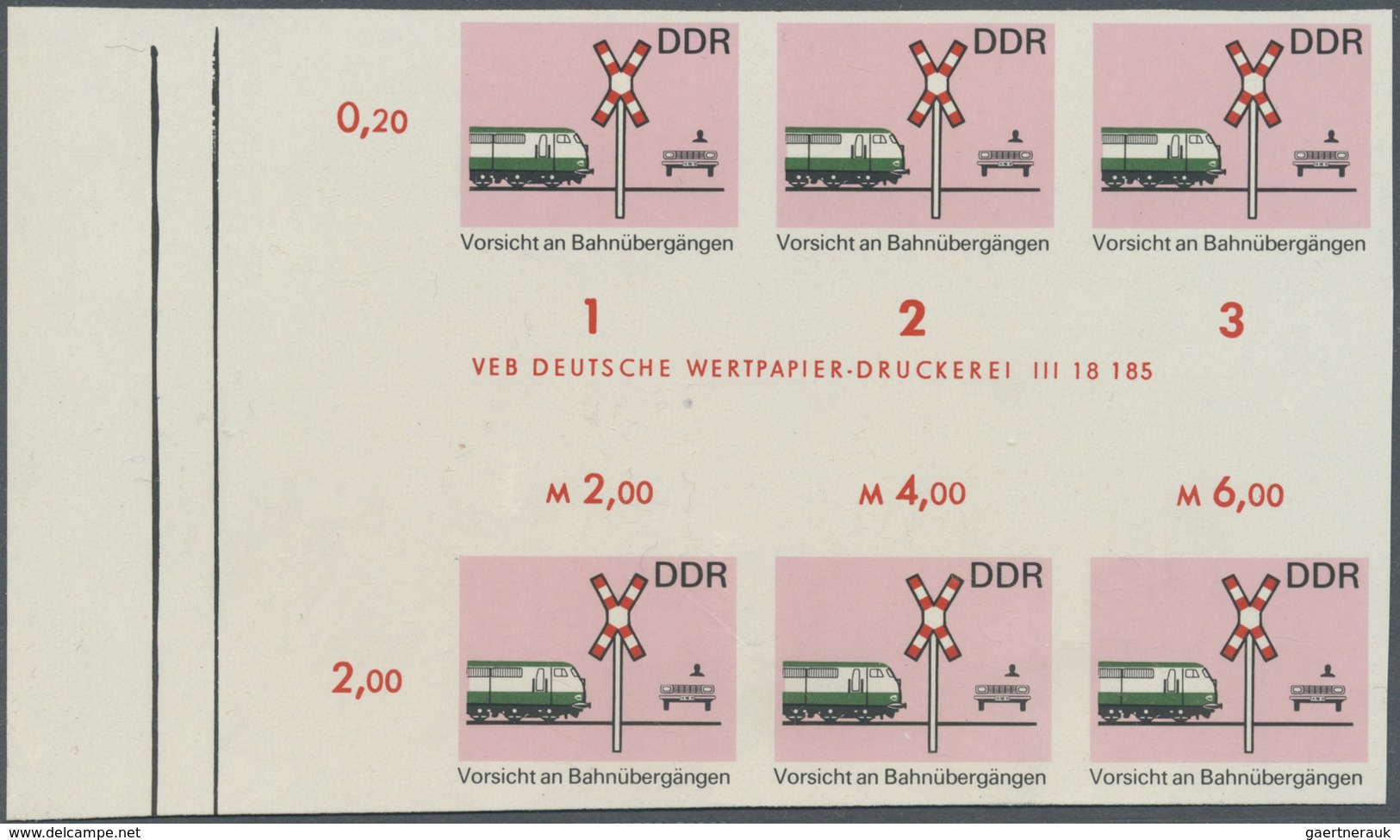 ** DDR: 1969, Sicherheit im Straßenverkehr 20 Pf. 'Vorsicht an Bahnübergängen' in 7 verschiedenen ungez