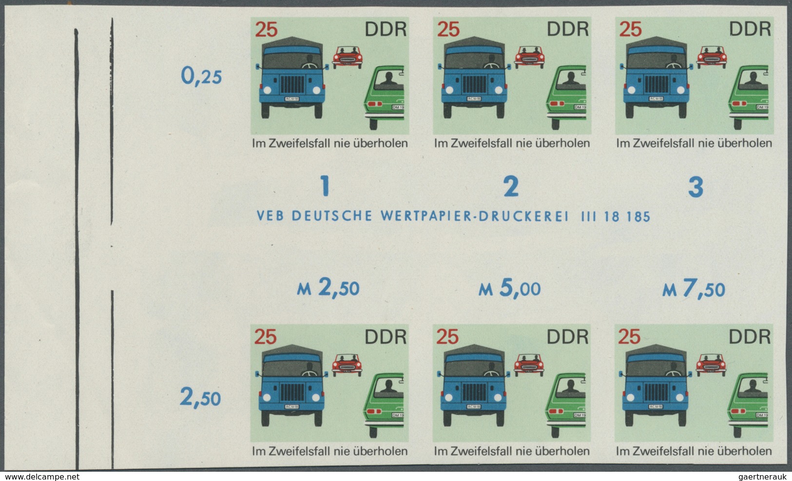 ** DDR: 1969, Sicherheit Im Straßenverkehr 25 Pf. 'Im Zweifelsfall Nie überholen' In 5 Verschiedenen Un - Autres & Non Classés