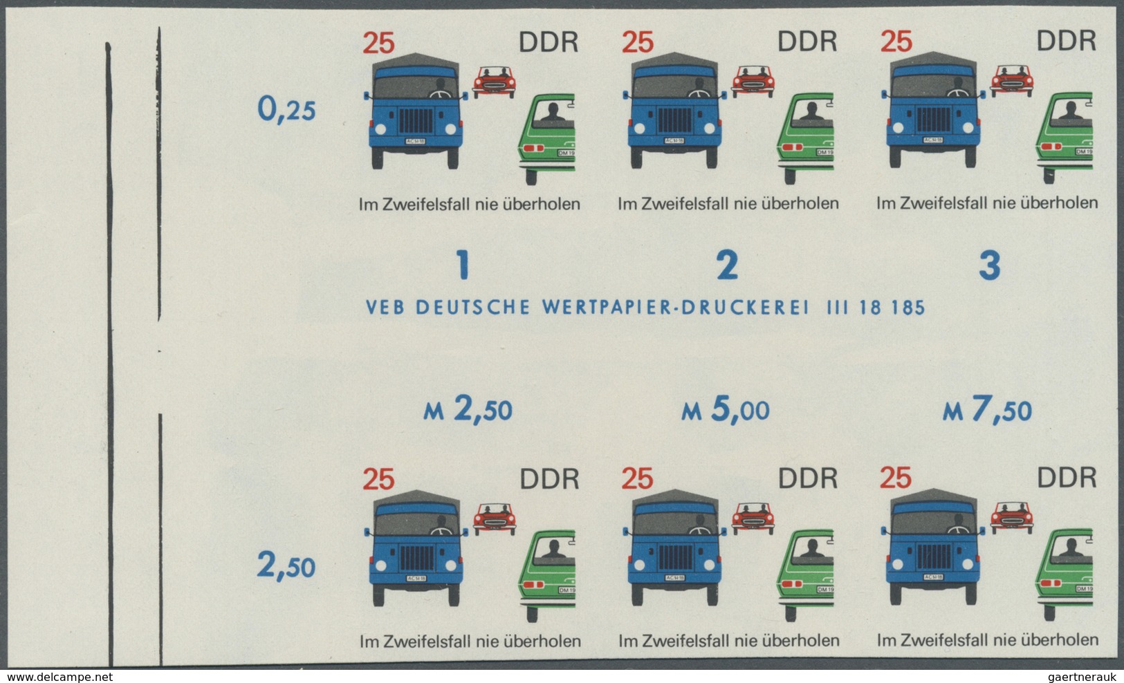 ** DDR: 1969, Sicherheit Im Straßenverkehr 25 Pf. 'Im Zweifelsfall Nie überholen' In 5 Verschiedenen Un - Altri & Non Classificati